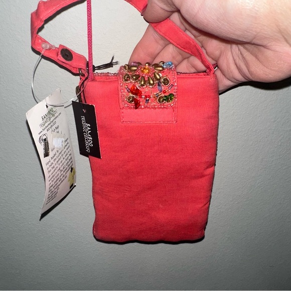 NWT Bamboo Trading Company Pink Beaded Tajmahal Club Crossbody Handmade Bag - Picture 6 of 8